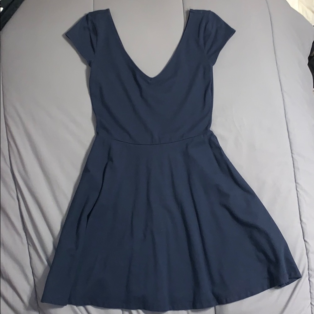 Hollister V-neck Skater Dress - Navy - Size: Small